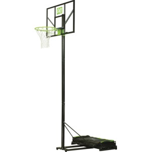 Canestro da basket EXIT Comet, verde/nero, regolabile in altezza e portatile con contrappeso.