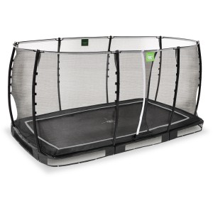Trampolino interrato nero EXIT Allure Classic 244x427 cm con rete di sicurezza.
