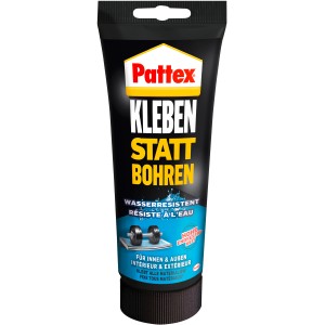 Tubo di adesivo per montaggio Pattex "Kleben statt Bohren" per incollaggi impermeabili.
