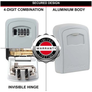 Mini cassetta di sicurezza per chiavi Master Lock con combinazione a 4 cifre per montaggio a parete.