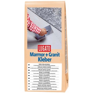 Verpackung Kleber Marmor + Granit 5 kg, zum Verlegen von Natursteinen.