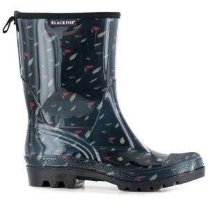 Blackfox Damenstiefel Marta, Gr. 36, Schwarz mit Blumenmuster, ideal für Gartenarbeit.