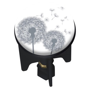 Wenko Tappo lavandino Pluggy Astera con design a dente di leone grigio/bianco.