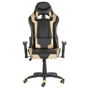 Sedia gaming Beliani Knight, ecopelle nera e oro, ergonomica e girevole.