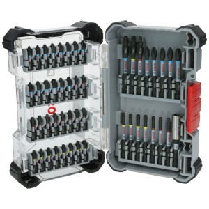 Set di inserti per avvitatori Bosch Professional PRO Impact da 48 pezzi nella custodia aperta.