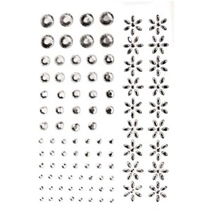 Stickers autocollants P&D Crystal, assortis en tailles et formes (cercles, fleurs), 70 pièces.