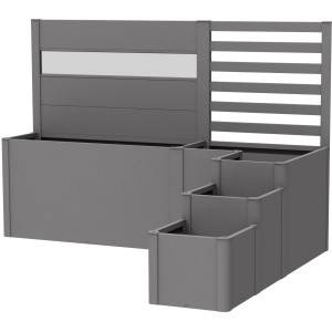 Biohort Fioriera DaVinci V2, grigio quarzo metallizzato, aiuola rialzata modulare in metallo con privacy.