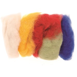 Lana di pecora colorata, 5 colori misti, ideale per feltro e artigianato.