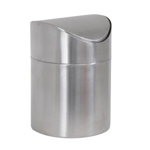 MSV Kosmetikeimer aus Edelstahl, 1,5 l, mit Schwingdeckel in Silber.