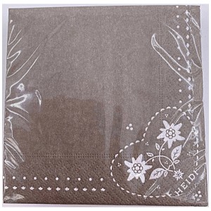 Heidi Cheese Line Tovaglioli di carta Folk, 3 veli, 25x25 cm, marroni con motivo floreale.
