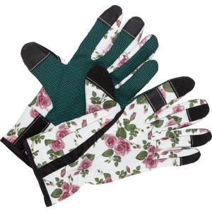 Guanti da giardino con motivo floreale, taglia 8, palmo antiscivolo per una presa sicura.