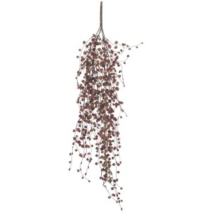 Pianta artificiale pensile Peperomia in rosso Bordeaux, alta 80 cm. Pianta decorativa da interno.