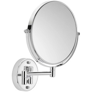 Miroir cosmétique Tesa chromé avec bras pivotant, miroir mural rond avec bras réglable.