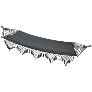 Amaca Conacord Galaxy Comfort grigio scuro in cotone con frange e barra distanziatrice.