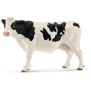 Vache pie noire Schleich, figurine détaillée de l'univers de la ferme.