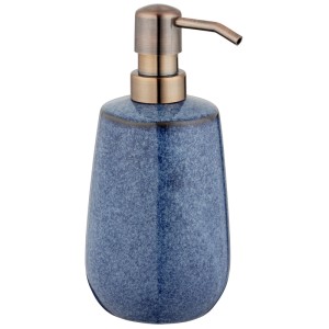 Dispenser sapone in ceramica blu Sirmione di Wenko con pompa color rame, capacità 0,43 l.