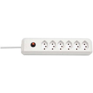 Weiße Swiss-Line Steckdosenleiste mit 6-fach Anschluss und 1,5 m Kabel.