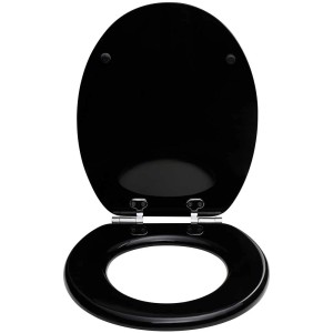 Sedile WC nero Diaqua Paris 3D Tiger con chiusura rallentata, aperto.