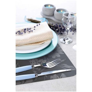 Set de table anthracite D-c-fix Rio Stella à motif floral, faisant partie d'une décoration de table.