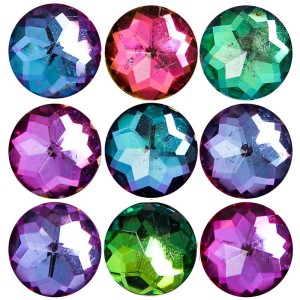 Aimants décoratifs colorés en verre acrylique, 9 pièces, ø 1,6 cm, pour idées créatives.