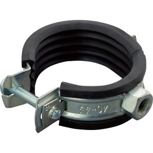 Collare di supporto insonorizzato (Ø 40-44 mm) in acciaio zincato con inserto in gomma per l'isolamento acustico.