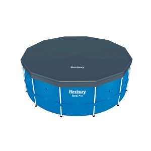 Bâche de piscine Bestway pour piscine Steel Frame, Ø 366 cm, gris foncé, protège des saletés.