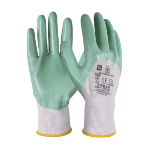 Gants en nitrile LUX taille 10, gants de travail avec revêtement en nitrile vert.