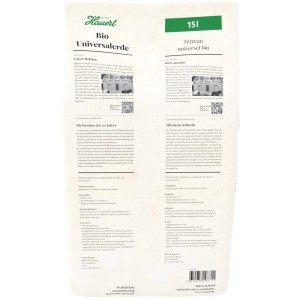 Sacco di terriccio universale biologico Hauert Bio da 15L, terriccio biologico pronto all'uso per piante.