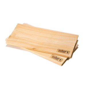 Tavole affumicatrici Weber in legno di cedro, set da 2, per grigliare aromaticamente pesce e carne.