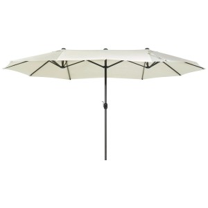 Beliani Sonnenschirm Sibilla, beige, mit Kurbelmechanismus und doppeltem Schirm.