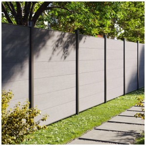 Ensemble de clôture PX Garden Plano, Silver Grey, 6 panneaux. Clôture en HPC et aluminium.