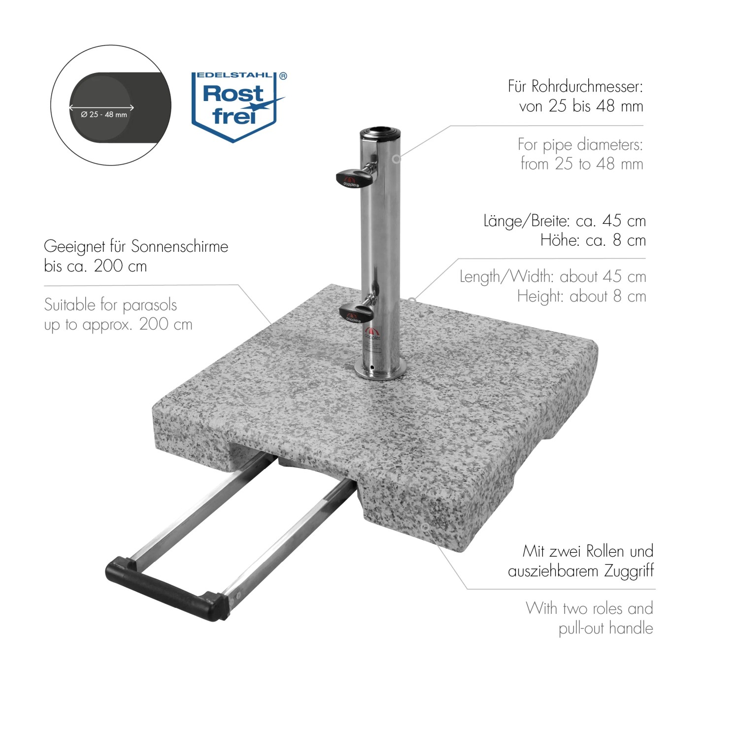 Sonnenschirmständer Active TrolleyGranitsockel 30 kg kaufen bei OBI