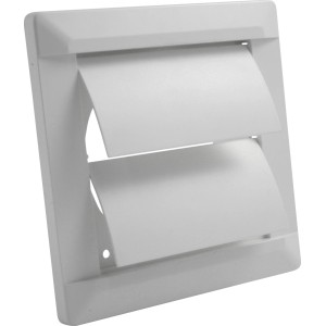 Valvola di non ritorno bianca Marley 140x140 mm per raccordo tubo da 100 mm. Griglia di ventilazione in plastica.
