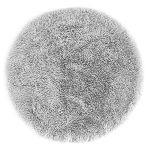 Runder, silberner Andiamo Teppich Alpa mit weichem Flor (Ø 80cm).