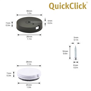 Jeu de patins pour meubles Wagner QuickClick, 12 pièces, avec inserts en feutre et plastique, Ø 30 mm.