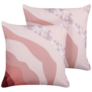 Beliani Cuscini da giardino Campei in poliestere rosa 45 x 45 cm / set da 2