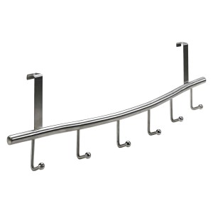 Appendiabiti da porta Hettich in acciaio inox con 6 ganci, montaggio senza attrezzi.