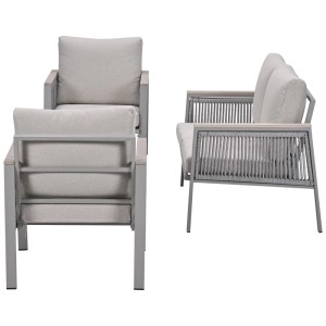 Set lounge 4 pezzi Garden Impressions Preci color tortora con struttura in alluminio e dettagli in Vironwood.