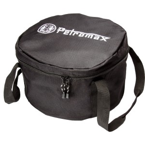Schwarze Petromax Transporttasche FT4.5 für Feuertopf, aus Nylon mit Tragegriffen.
