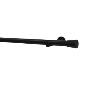 Schwarzes Gardinia Gardinenstangen-Set Korfu (Ø 28 mm, 160 cm) mit Träger und Endstück.