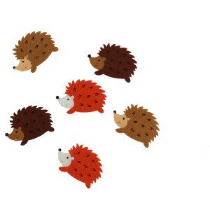 Videx Garden Ciondoli in feltro a forma di riccio, set da 6 in arancione e marrone. Figure decorative autunnali.