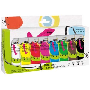 Kreul Kinder-Künstlerfarbe, 8 Tuben à 20ml im Set, verschiedene Farben.