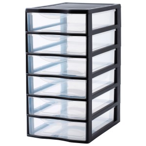 Rotho Schubladentower Orgamix avec 6 tiroirs transparents pour le rangement.