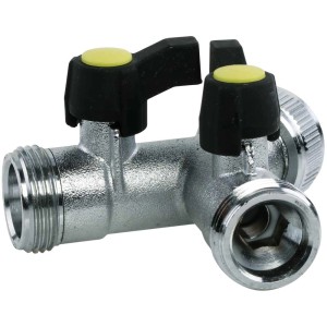 Gartec Aquajet Raccord en Y avec 2 vannes en laiton chromé pour systèmes d'eau froide.