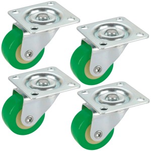 Doerner + Helmer Lenkrollen-Set, 4 grüne Polyurethan Rollen, Ø 3cm, für leichte Objekte.