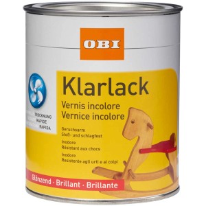 Dose OBI Klarlack glänzend Transparent, 2 Liter für Holz im Innenbereich.