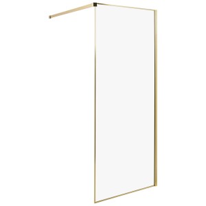 Paroi de douche Beliani Waspam en verre transparent avec cadre doré brillant pour douches à l'italienne.