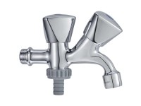 Doppel-Auslaufventil Messing verchromt 1/2