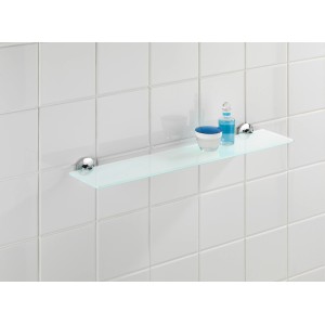 Étagère en verre Wenko Cuba, étagère murale de salle de bain en verre satiné avec support chromé.