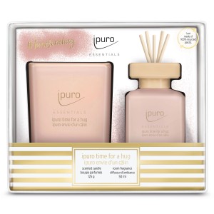 Ipuro Essentials Time For A Hug : Parfum d'ambiance et bougie parfumée rose.